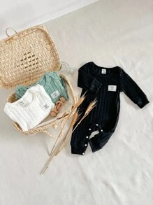 SHEIN 3件套新生儿男女宝宝纯色百搭柔软舒适长袖连体衣套装，四季皆宜，罗纹针织，中性婴儿服装，男女宝宝套装，新生儿针织套装，婴儿针织套装，新生儿连体衣，男女宝宝连体衣，1-24个月，2T男宝宝服装，男宝宝套装，男宝宝服装，母子装，女宝宝/男宝宝连体衣，新生儿连体衣，新生儿服装，新生儿男女宝宝连体衣 - 彩色 - 查看 7