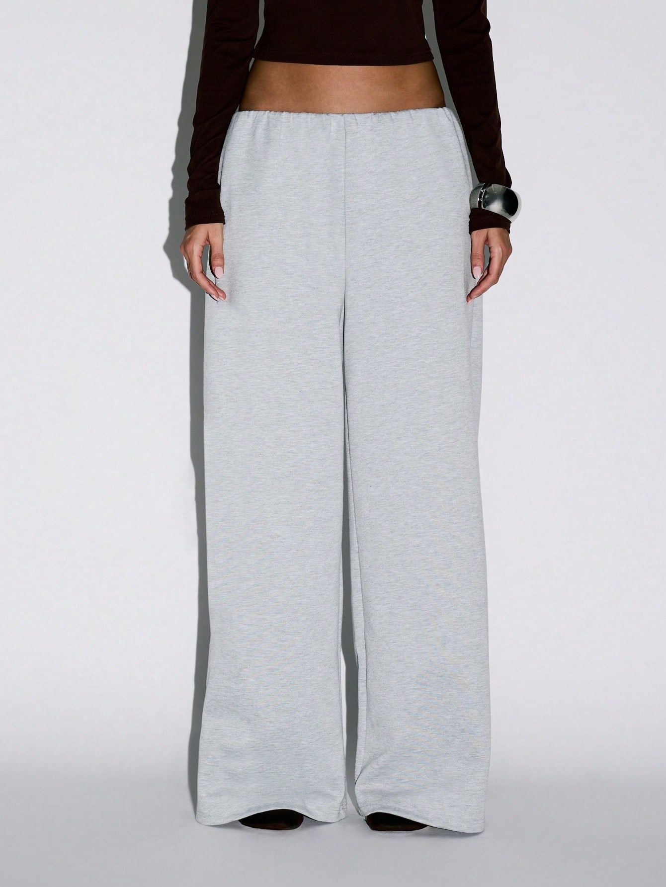 KIZN Pantalon de survêtement en jersey à jambe large avec ceinture élastique