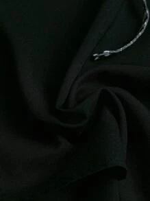 SHEIN LUNE 大码女式黑色宽松拼布格子连帽衫秋季图案T恤女式上衣 - 黑色 - 查看 5