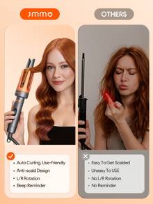 JMMO HAIR One-Touch Instant Hair Curler, Electric Automatic Curling Iron, 32mm Large Wave Curls, 4 Adjustable Temperatures, Fast Heating & 2-Way Rotation, Auto Shut-Off, Anti-Scald, Curly Hair For Hair Styling Graduation Birthday Holiday Graduation Birthday Holiday Holiday Summer Fall Autumn Women Makeup Cosmetic Wedding Party Beach Travel Camping Outdoors School Campus, Easy To Use-EU Plug