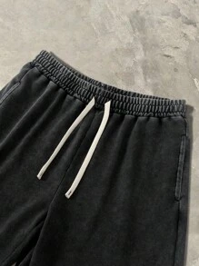 Manfinity EMRG Men Casual Hooded Sweatshirt & Drawstring Pants Set, Fall/Winter Clothes - Black - View 4