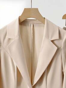 Franclia New Autumn And Winter Two-Piece Suit, Elegant Urban Fashion, Commuting Versatile Casual Design, Pleated Three-Quarter Sleeves, Light Khaki Color, Spring And Autumn High-End Solid Color Women's Suit, Autumn Outing Clothing Matching, Women's Office Casual Suit - Khaki - View 6
