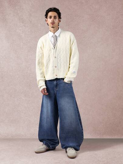 SUMWON Cárdigan de punto de cable clásico con botones, estilo vintage, prenda esencial para capas en invierno y otoño, tejido de punto casual y elegante con botones