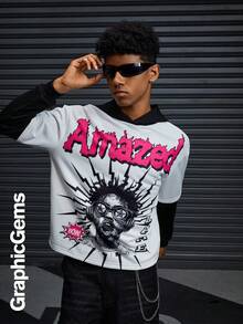 SHEIN Coolqubz Zweiteiler Hoodie Langarmsweatshirt mit Blitz-Motiv für Teenager Jungen - Schwarz und Weiss - Übersicht 9