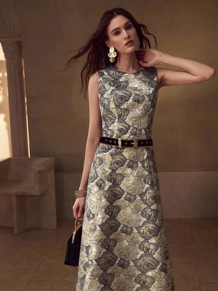 FLORAL PRINT ZIPPER DRESS