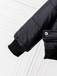 女童保暖拉链长袖棉衣，秋冬 - 黑色 - 查看 3