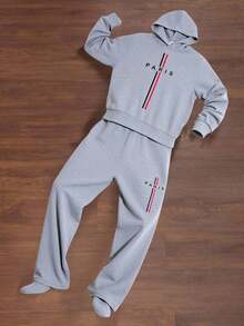 SHEIN 2pcs/Set Teen Boys Casual Comfortable Versatile Hoodie And Sweatpants Set