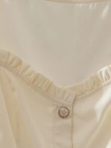 Lyxana 女士优雅方领长袖连衣裙 - 杏色 - 查看 3