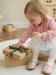 SHEIN Babygirl Pink Knit Cardigan & Tulle Skirt Set, Cute Outfit For Outings And Parties - Multicolor - View 3