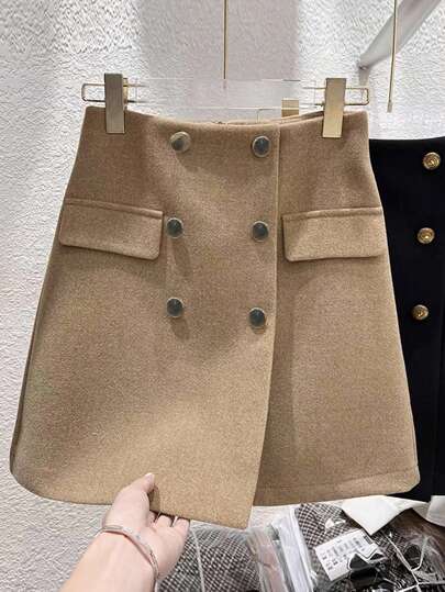 Franclia Casual & Commute Double-Breasted A-Line Skirt, Autumn/Winter