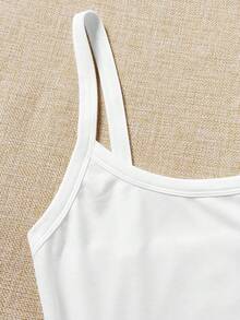 SHEIN EZwear 2 件套休闲简约马标志印花吊带紧身衣，夏季修身款 - 黑與白 - 查看 3