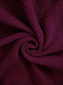 Elenzga 秋季大码女式纯色落肩长袖双口袋长款针织开衫 - 紫色 - 查看 2