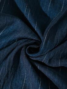 Modelyn Navy Blue Striped Loose Straight Leg Pants, Commuting Fashion Elegant Plus Size Trousers For Women Fall Cloth For Women - Blue - View 4