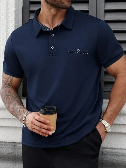 Manfinity CasualCool Plus Size Men's Summer Short Sleeve Casual Commuter Polo Shirt