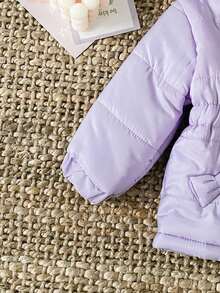 SHEIN Baby Mädchen Lässig Mode Schleife Dekor Dicke Kapuzen Winter Jacke, geeignet für den täglichen Gebrauch im Winter