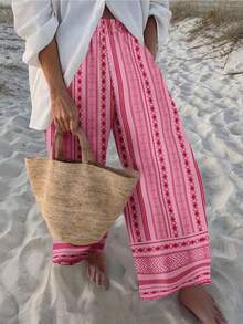 Travachic 大码女式休闲直筒/阔腿沙滩裤，适合度假、海滩、春假、日常穿着、夏季 - 彩色 - 查看 3