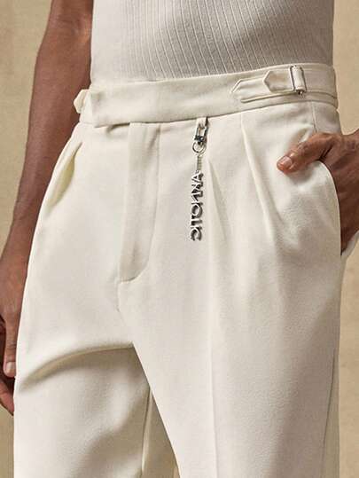 AKNOTIC Men's Woven Casual Loose Straight Leg Solid Color Pants, For Fall