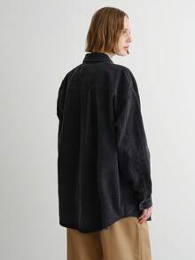 FRIFUL 女士纯色休闲长袖牛仔衬衫、牛仔夹克、秋季女装 - 灰色 - 查看 12