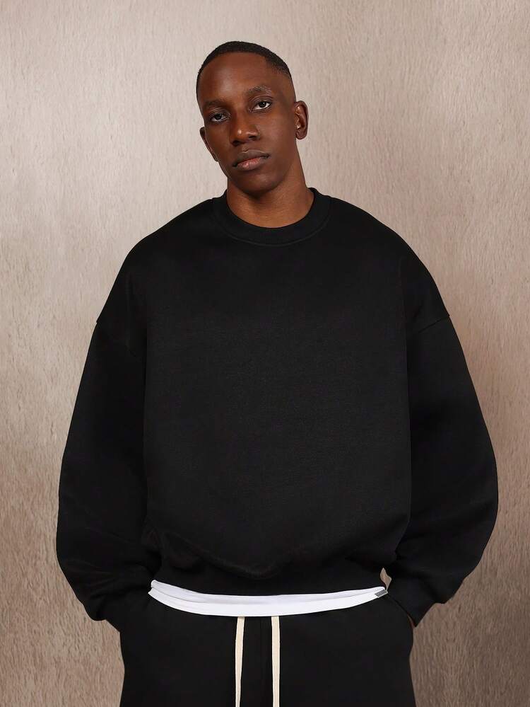Oversized Essential Crewneck Sweatshirt With Heavy