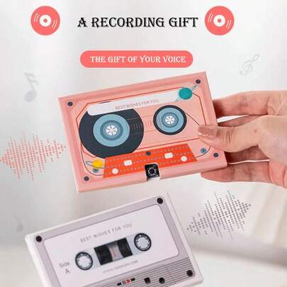 1 件磁带录音贺卡婚礼请柬磁带磁带录音带可录音说话音频问候生日问候祝福贺卡卡片。