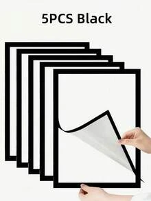 5 件磁性 A4 海报框可重复使用金银黑图片封面展示架适用于墙壁办公室家居装饰现代画廊挂架照片夹艺术印刷支架