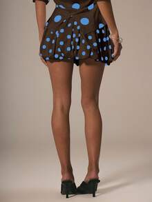 MUSERA Jupe mini d'été sexy et amusante à pois, jupe à pois mignonne pour graduation, invité de mariage, automne élégant, fête de mariage - Tabac - Voir 4