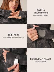 GLOWMODE FeatherFit™ Slim-It Streamline Performance Secure Pockets Zip Up Long Sleeve Jacket Low Impact Yoga Daily Fall - Multicolor - View 4