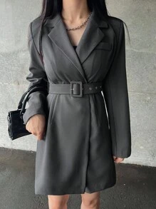 FRIFUL Women's Waist Cinched Waist A-Line Straight Goth Style Casual Mini Dress