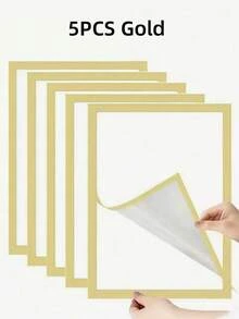 5 件磁性 A4 海报框可重复使用金银黑图片封面展示架适用于墙壁办公室家居装饰现代画廊挂架照片夹艺术印刷支架