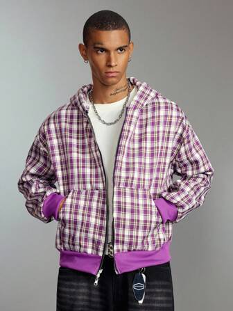 Street Life Sudadera a cuadros para hombres, con forro térmico grueso