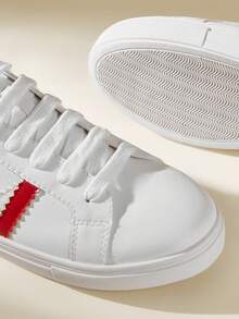 CUCCOO EASI Women's Lace-Up Contrast Color Flat Casual Sneakers - White - View 9