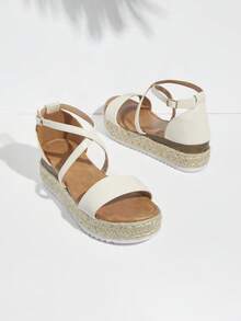 SHUZIA Damskie sandały na platformie w jednolitym kolorze, minimalistyczne, wiązane na koturnie