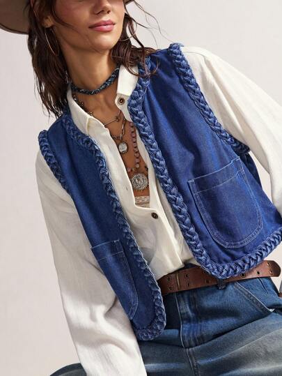 Bohemela 女式休闲西式口袋前开牛仔夹克