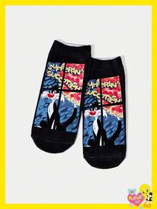 LOONEY TUNES X SHEIN 1 Pair Cute Cartoon Pattern Ankle Socks - Multicolor - View 1