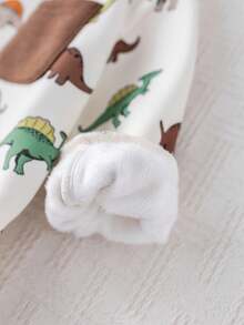 Cozy Pixies 2 件套男婴卡通恐龙图案针织柔软圆领长袖套头衫和松紧腰及踝长裤套装 - 棕色 - 查看 7