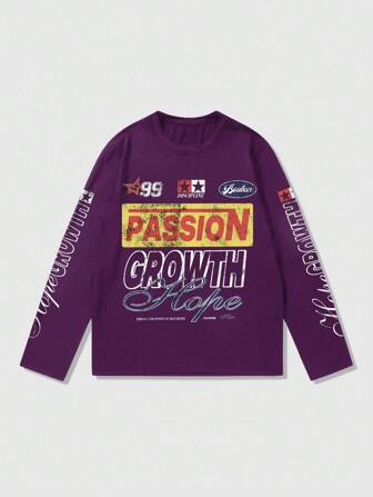 Street Life T-shirts homme à col rond manches longues, décontractés, convenant pour le port quotidien, printemps/été