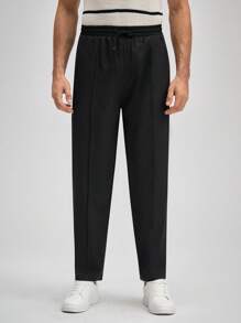 Officeau 男士休闲舒适百搭复古风长裤，春夏皆宜 - 黑色 - 查看 1