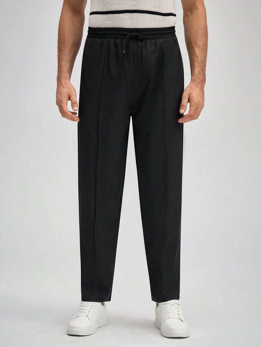 Officeau 男士休闲舒适百搭复古风长裤，春夏皆宜 - 黑色 - 查看 1