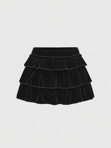 ROMWE Goth 女士时尚朋克交叉肩带上衣和迷你裙两件套 - 黑色 - 查看 3