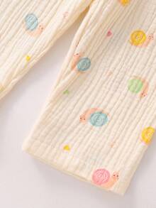 2pcs Baby Girls' Apricot Color Colorful Snail Pattern Lapel Cardigan Long Sleeve & Pants Cotton Pajama Set  Cotton Pajama Set Baby Baby Cotton Clothes Set Baby Pajamas Baby Set Cotton Toddler Cotton Pajamas 6M-3Y Fall Winter
