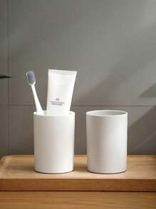 1 chiếc cốc súc miệng PP tái sử dụng, cốc đựng nước súc miệng phòng tắm đơn giản, có thể giặt được, cốc đựng đồ đánh răng, trang trí phòng tắm, mùa hè, trở lại trường - trắng - Xem 1