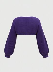 ROMWE Áo khoác cardigan dáng ngắn thêu hình rắn Gothic cỡ lớn - Màu tím - Xem 2