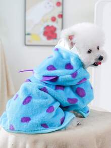 PETSIN 1 Khăn tắm thấm hút dành cho thú cưng, mềm mại và dày dặn, nhanh khô. Áo choàng tắm có mũ hình quái vật màu xanh dương với dây đeo điều chỉnh được, thích hợp cho chó tắm và chải chuốt. - Màu xanh lam - Xem 4