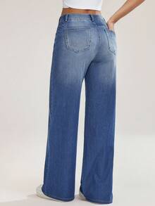 Flexra Women's Fashion Washed Pocket Loose Fit Denim Jeans - Light Wash - View 2