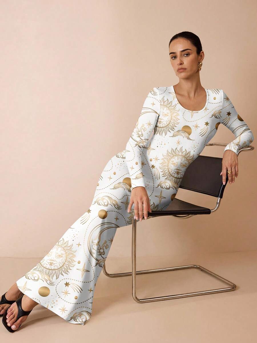 Shutterstock Glamance 优雅印花女装,秋季俱乐部服装 - 白色 - 查看 1