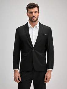 OFFICEAU 男士单排扣平驳领商务正装西装外套，适合婚礼、庆典、节日活动、正式场合、秋季、冬季穿着，尽显绅士风范。