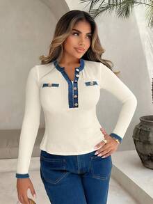 Xyvia Ladies' Autumn And Winter Elegant And Dignified Old Money Style T-Shirt - Apricot - View 3
