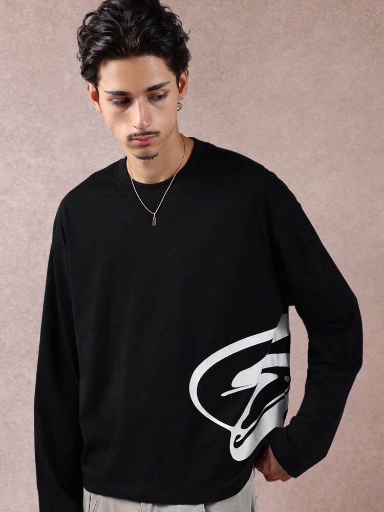 Langärmliges T-Shirt mit künstlerischem abstraktem Print