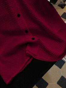 Franclia Color Block Peter Pan Collar Casual Commuter Minimalist Style Women Shirt, Spring/Summer - Burgundy - View 4