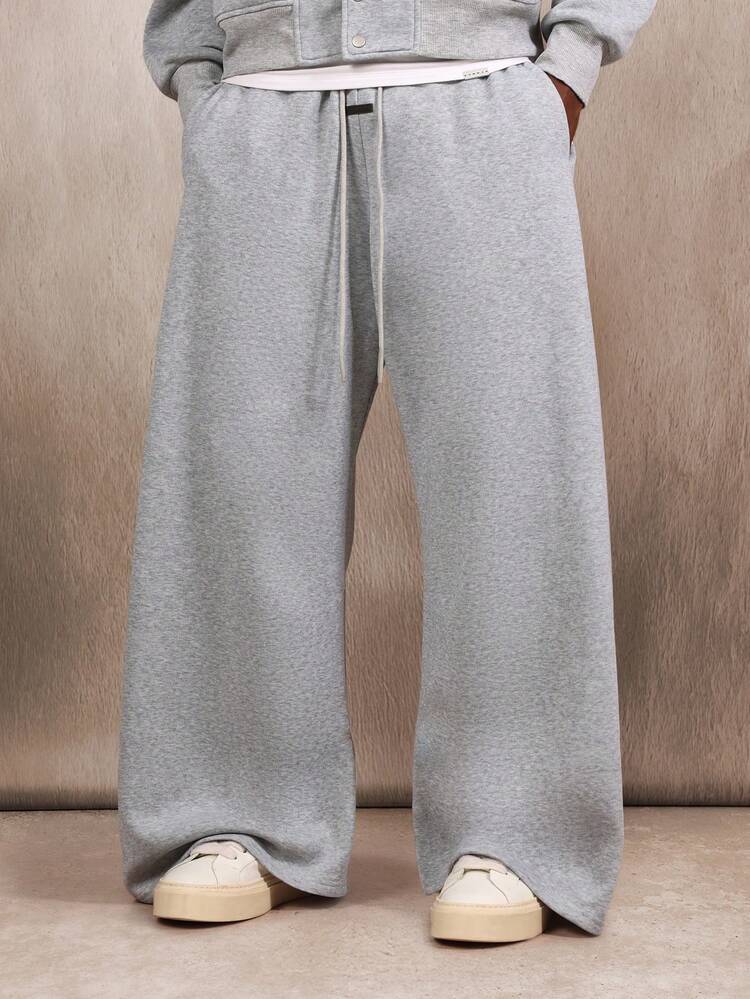 Essential Wide Leg Fleece Sweatpants With Drawstring And Pockets